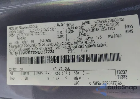 2022 Ford F-250 Lariat из США, поврежденный, VIN 1FT7W2BT8NEC57224